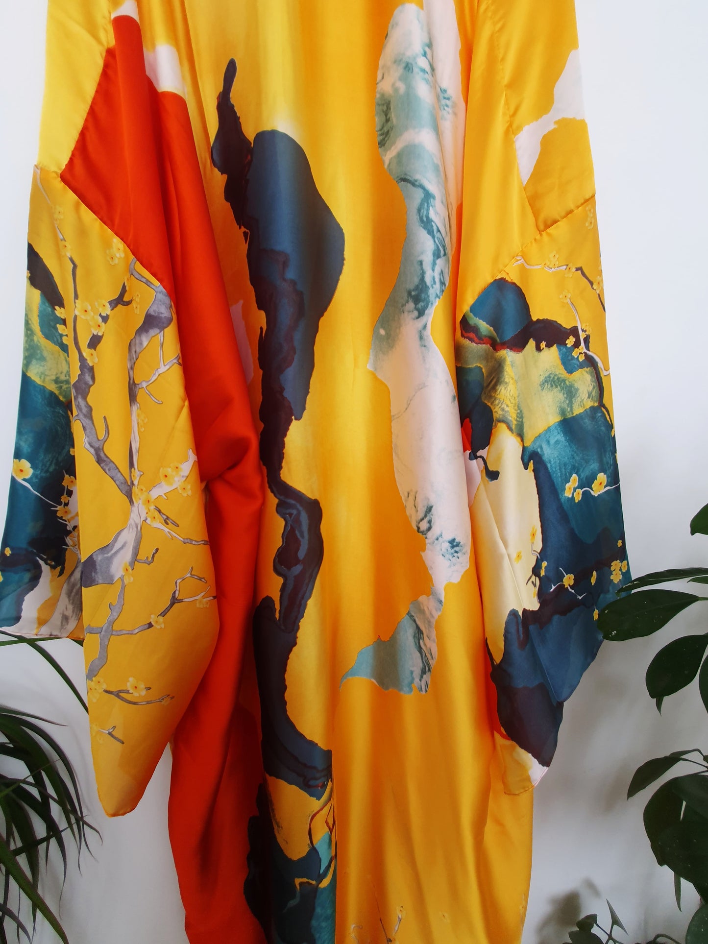 Abstract fire pattern kimono close up detail